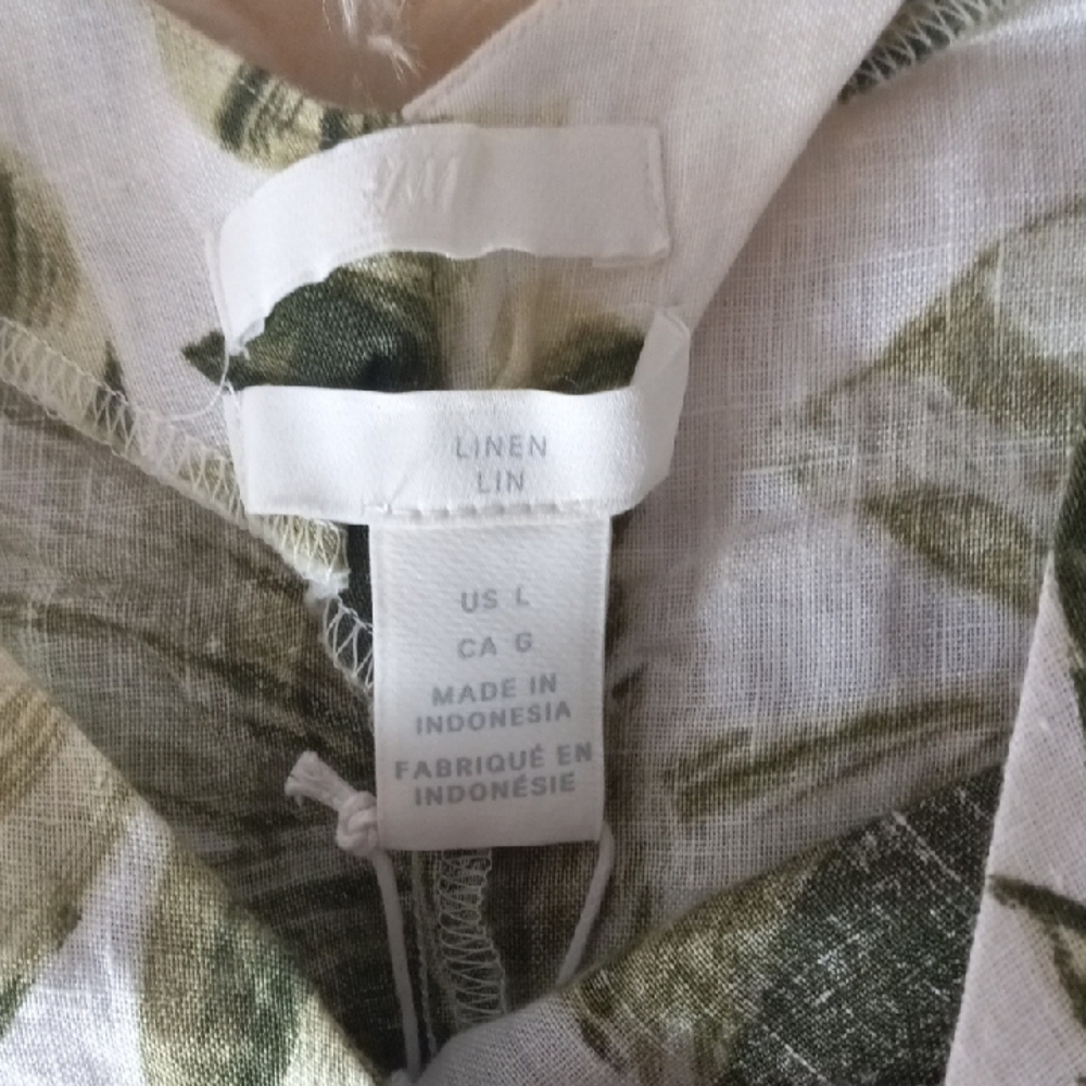 H&M Printed Linen Button Tank sz L - Picture 7 of 9